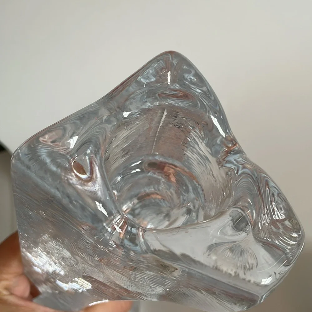 Kosta Boda Clear Glass Ice Candlestick Holder 12”